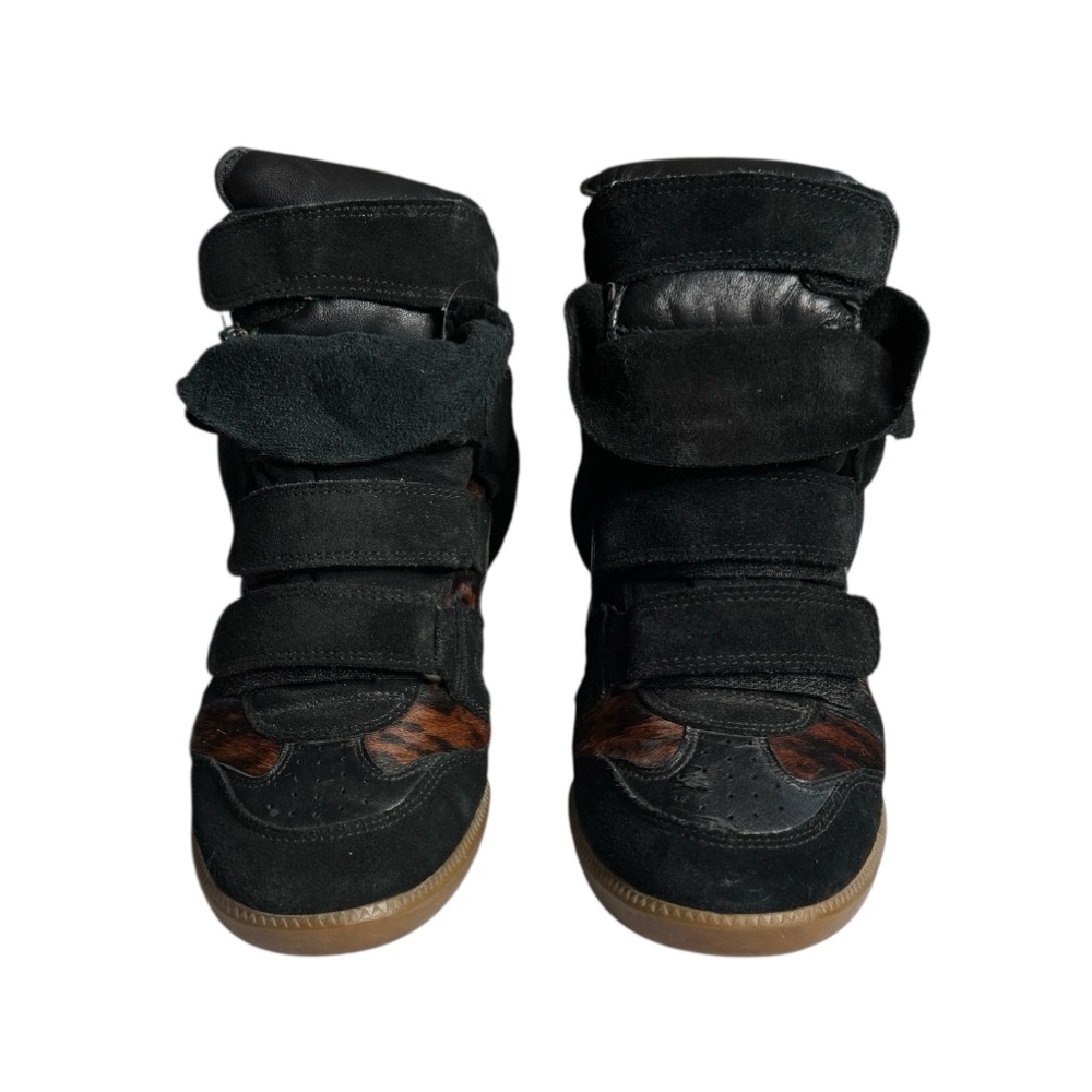 Isabel Marant Bekett Leather Wedge High Top Pony Over Basket Sneakers Womens 36 - Picture 2 of 10